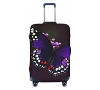Dwrepo Purple plum butterfly Luggage Cover Elastic Washable Suitcase Cover Anti-Scratch Suitcase Protector Spandex Luggage Protector Travel Baggage Covers for 18-32 inch Luggage, Black, Small