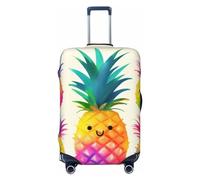 Dwrepo Rainbow Pineapple Cartoon Luggage Cover Elastic Washable Suitcase Cover Anti-Scratch Suitcase Protector Spandex Luggage Protector Travel Baggage Covers for 18-32 inch Luggage, Black, Large