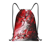 Dwrepo Red Black White Abstract Drawstring Bags for Women Men Travel Backpack Gym Bag Waterproof Draw String Back Bag, Black, S