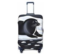 Dwrepo Seals on ice Luggage Cover Elastic Washable Suitcase Cover Anti-Scratch Suitcase Protector Spandex Luggage Protector Travel Baggage Covers for 18-32 inch Luggage, Black, Large
