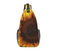 Dwrepo Sling Bag for Women Men Crossbody Bag Sunflower Background Chest Bag Hiking Daypack Fanny Pack Sling Backpack, Black, One Size, Sling Backpacks, Black, One Size, Sling Backpacks