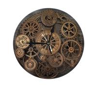 Dwrepo Steampunk Gears Clock Wall Clock 10 Inch Non-Ticking Battery Operated Wall Clocks Modern Round Clocks Decorative for Home Kitchen Living Room Office