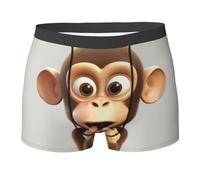 Dwrepo The Silent Monkey Mens Boxer Briefs Breathable Stretch Underwear Comfortable Underwear Trunks No Fly, Black, L