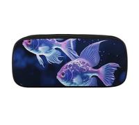 Dwrepo Two Blue Fish Pencil Bag Portable Pencil Pouch Big Capacity Pen Case Makeup Bag for Adults Office Gifts, Two Blue Fish, One size, Pencil Bag