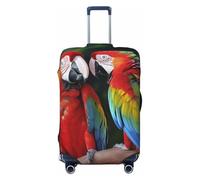 Dwrepo Two Colored Parrots Luggage Cover Elastic Washable Suitcase Cover Anti-Scratch Suitcase Protector Spandex Luggage Protector Travel Baggage Covers for 18-32 inch Luggage, Black, Large