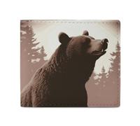 Dwrepo Wild Bear Wallets for Women Men Leather Small Credit Card Wallet Slim Purse Bifold Wallet Card Holder Wallet, white, One size, Casual, White, One size, Casual