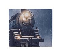 Dwrepo Winter Christmas Snow Night Railway Train Wallets for Women Men Leather Small Credit Card Wallet Slim Purse Bifold Wallet Card Holder Wallet, white, One size, Casual, White, One size, Casual