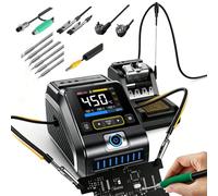 DWS-200 200W Digital Soldering Iron Station Kit with 2 Helping Hands, Color Display, 100-450°C, Auto Sleep, °C/°F Conversion, Curve & Numeric Mode, for Electronics Repair, DIY (F245, Full Set)
