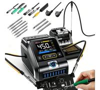 DWS-200 200W Digital Soldering Iron Station Kit with 2 Helping Hands, Color Display, 100-450°C, Auto Sleep, °C/°F Conversion, Curve & Numeric Mode, for Electronics Repair, DIY (F210 & F245, Full Set)