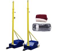 DWSSX Volleyball Poles for Backyard Outdoor Heavy Duty Volleyball Poles with Net Indoor Badminton Net Set with Wheels, 5ft-6.8ft Adjustable Height