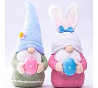 DWTECH 2 Packs Handmade Lucky Guard Gonks Gnomes Hand Held Easter Egg Home Easter Decorations,Easter Plush Doll Toys Bunny Gnome Decoration Ornaments,Easter Gifts for Kids and Friend