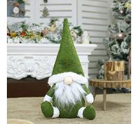 DWTECH Christmas Ornaments Plush Gnome Doll Santa Long Beard Standing Plush Handmade Doll Toy for Christmas Decorations Winter Table Ornament Home Holiday Decoration Presents Gift (Green)