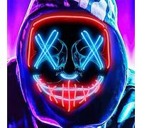 DWTECH LED Halloween Purge Mask - Light Up Mask LED Masks EL Wire Scary Mask for Masquerade Cosplay Light Up Face Mask for Audtl Men Women Halloween Festival Party