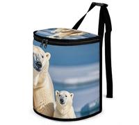 DWTJKMS 2 Polar Bears Car Trash Can with Lid Large Capacity Hanging Auto Trash Bin Leak-Proof Waterproof Trash Bin Cars Must Haves Interior Accessories
