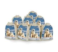 DWTJKMS 2 Polar Bears Gift Pouches 8PCS Portable Small Drawstring Storage Bags Pouches Reusable Cotton Linen Bunches Pocket For Wedding, Travel, Office, Workout (Unisex)