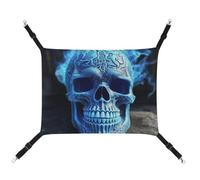 DWTJKMS 3D Print Blue Skull Cat Hammock Soft Sleeping Hammocks Adjustable Pet Hammock All Season Use for Cats, Ferret, Puppy, Rabbits, Small Animals (Classical)