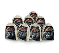 DWTJKMS A Gorilla Gift Pouches 8PCS Portable Small Drawstring Storage Bags Pouches Reusable Cotton Linen Bunches Pocket For Wedding, Travel, Office, Workout (Unisex)