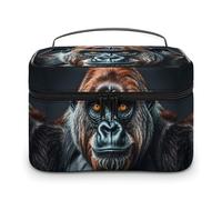 DWTJKMS A Gorilla Makeup Bag, Cosmetic Organizer Case Large Portable Capacity Make Up Bags Women Travel Toiletry Bags with Handle And Divider