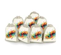 DWTJKMS Abstract Music Themed Gift Pouches 8PCS Portable Small Drawstring Storage Bags Pouches Reusable Cotton Linen Bunches Pocket For Wedding, Travel, Office, Workout (Unisex)