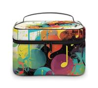 DWTJKMS Abstract Music Themed Makeup Bag, Cosmetic Organizer Case Large Portable Capacity Make Up Bags Women Travel Toiletry Bags with Handle And Divider