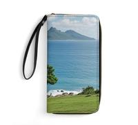 DWTJKMS Abstract Sea View Long Wallet Slim PU Leather Wallets for Men Women Minimalist Wallet with Card Slots, white, 19.7x10.5cm
