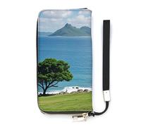 DWTJKMS Abstract Sea View Long Wallet Slim PU Leather Wallets for Men Women Minimalist Wallet with Card Slots, white, 20x10.5cm