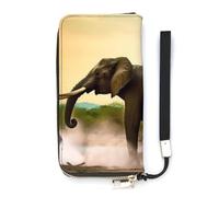 DWTJKMS Africa Elephant Long Wallet Slim PU Leather Wallets for Men Women Minimalist Wallet with Card Slots, white, 20x10.5cm
