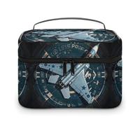 DWTJKMS Air Force Fighter Jet Makeup Bag, Cosmetic Organizer Case Large Portable Capacity Make Up Bags Women Travel Toiletry Bags with Handle And Divider