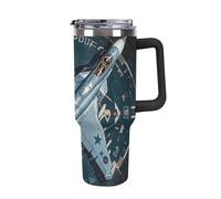 DWTJKMS Air Force Fighter Jet Stainless Steel Tumbler 40 Oz Leak-proof Large Capacity Car Cup with Handle Straw Double Wall Vacuum Insulated Cup Reusable Keeps Cold Or Hot Black-style