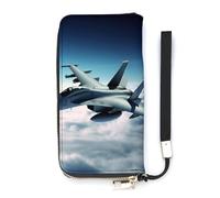 DWTJKMS Aircraft Fighter Jets Long Wallet Slim PU Leather Wallets for Men Women Minimalist Wallet with Card Slots, white, 20x10.5cm