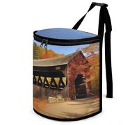 DWTJKMS Albany Covered Bridge Car Trash Can with Lid Large Capacity Hanging Auto Trash Bin Leak-Proof Waterproof Trash Bin Cars Must Haves Interior Accessories