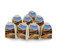 DWTJKMS Albany Covered Bridge Gift Pouches 8PCS Portable Small Drawstring Storage Bags Pouches Reusable Cotton Linen Bunches Pocket For Wedding, Travel, Office, Workout (Unisex)