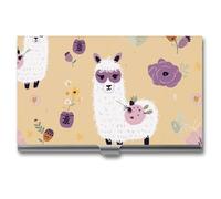 DWTJKMS Alpaca And Bee Business Card Holder Aluminum Alloy Card Case Metal Name Card Holder for Men Women Professional Credit Card ID Case for Office Business Unique Gift