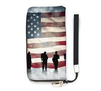 DWTJKMS American Flag Veterans Day Long Wallet Slim PU Leather Wallets for Men Women Minimalist Wallet with Card Slots, white, 20x10.5cm
