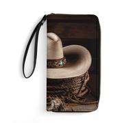 DWTJKMS American West Rodeo Hat Long Wallet Slim PU Leather Wallets for Men Women Minimalist Wallet with Card Slots, white, 19.7x10.5cm