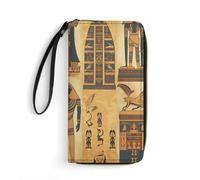 DWTJKMS Ancient Egypt Tribe Series Long Wallet Slim PU Leather Wallets for Men Women Minimalist Wallet with Card Slots, white, 19.7x10.5cm
