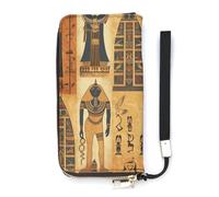 DWTJKMS Ancient Egypt Tribe Series Long Wallet Slim PU Leather Wallets for Men Women Minimalist Wallet with Card Slots, white, 20x10.5cm