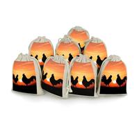 DWTJKMS Animal Chickens Gift Pouches 8PCS Portable Small Drawstring Storage Bags Pouches Reusable Cotton Linen Bunches Pocket For Wedding, Travel, Office, Workout (Unisex)