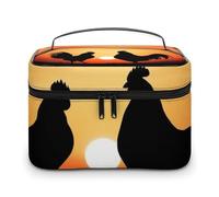 DWTJKMS Animal Chickens Makeup Bag, Cosmetic Organizer Case Large Portable Capacity Make Up Bags Women Travel Toiletry Bags with Handle And Divider
