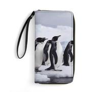 DWTJKMS Antarctica Penguins Long Wallet Slim PU Leather Wallets for Men Women Minimalist Wallet with Card Slots, white, 19.7x10.5cm