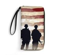 DWTJKMS Armed Forces Day American Long Wallet Slim PU Leather Wallets for Men Women Minimalist Wallet with Card Slots, white, 19.7x10.5cm