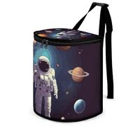 DWTJKMS Astronaut Solar System Planets Car Trash Can with Lid Large Capacity Hanging Auto Trash Bin Leak-Proof Waterproof Trash Bin Cars Must Haves Interior Accessories