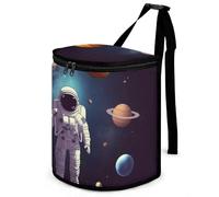 DWTJKMS Astronaut Solar System Planets Car Trash Can with Lid Large Capacity Hanging Auto Trash Bin Leak-Proof Waterproof Trash Bin Cars Must Haves Interior Accessories