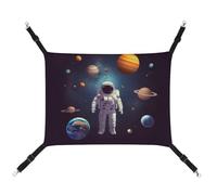 DWTJKMS Astronaut Solar System Planets Cat Hammock Soft Sleeping Hammocks Adjustable Pet Hammock All Season Use for Cats, Ferret, Puppy, Rabbits, Small Animals (Classical)