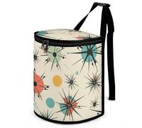 DWTJKMS Atomic Stars Retro Pattern Car Trash Can with Lid Large Capacity Hanging Auto Trash Bin Leak-Proof Waterproof Trash Bin Cars Must Haves Interior Accessories