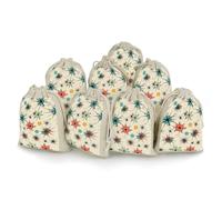 DWTJKMS Atomic Stars Retro Pattern Gift Pouches 8PCS Portable Small Drawstring Storage Bags Pouches Reusable Cotton Linen Bunches Pocket For Wedding, Travel, Office, Workout (Unisex)