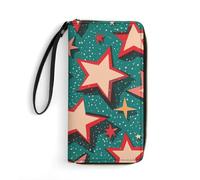 DWTJKMS Atomic Stars Retro Pattern Print Long Wallet Slim PU Leather Wallets for Men Women Minimalist Wallet with Card Slots, white, 19.7x10.5cm