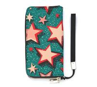 DWTJKMS Atomic Stars Retro Pattern Print Long Wallet Slim PU Leather Wallets for Men Women Minimalist Wallet with Card Slots, white, 20x10.5cm
