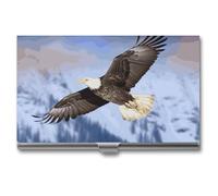 DWTJKMS Bald Eagle Flying Business Card Holder Aluminum Alloy Card Case Metal Name Card Holder for Men Women Professional Credit Card ID Case for Office Business Unique Gift