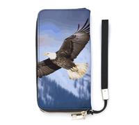 DWTJKMS Bald Eagle Flying Long Wallet Slim PU Leather Wallets for Men Women Minimalist Wallet with Card Slots, white, 20x10.5cm